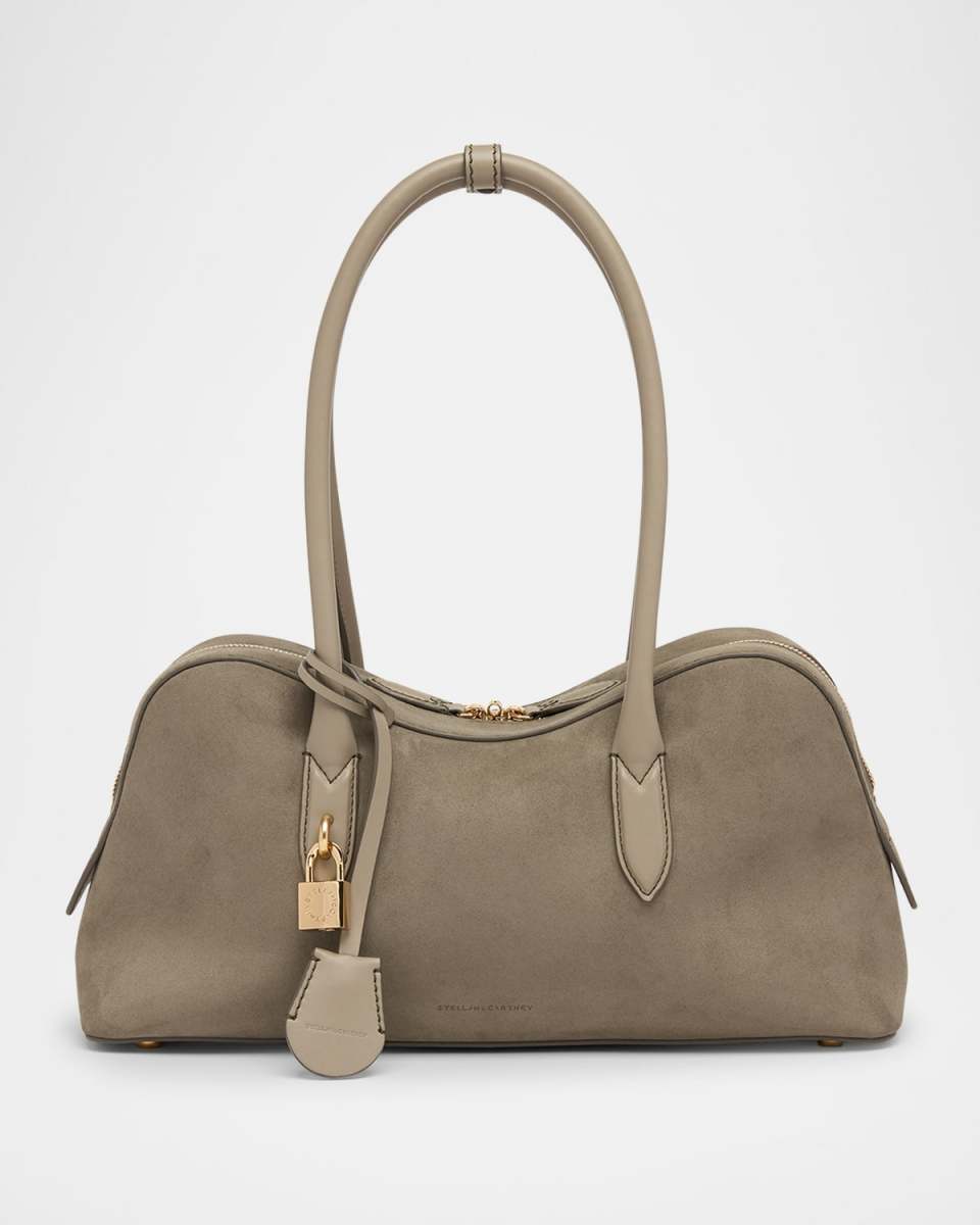 Zip Vegan Suede Shoulder Bag